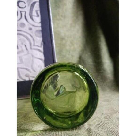 Hand Blown Lime Green and Clear Art Glass Vase - Picture 3 of 4